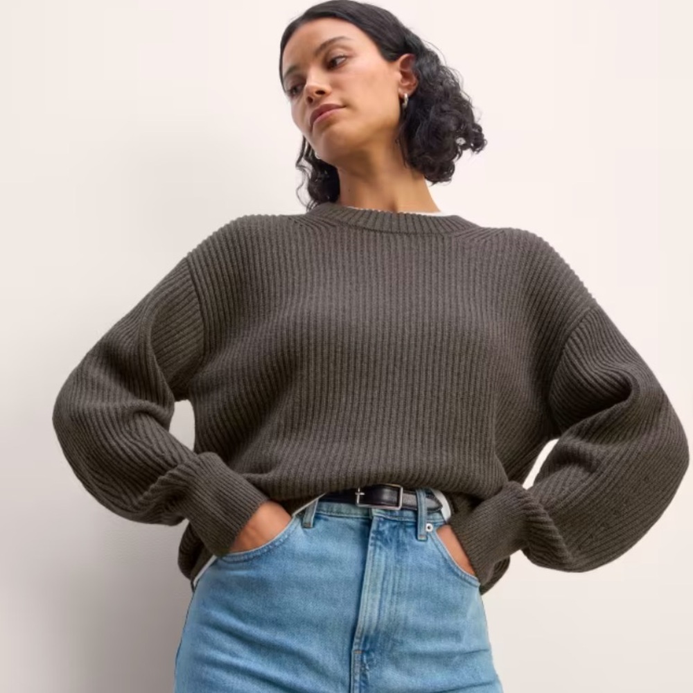 Everlane Cocoon Crew Gray Crew Neck Sweater 100% Cotton